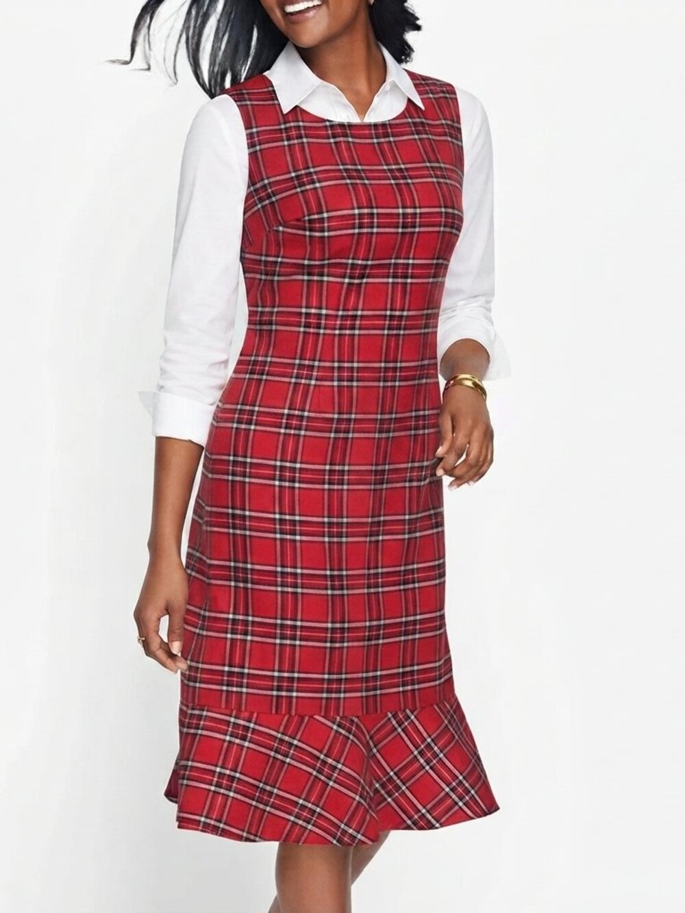 Talbots Tartan Wool Stretch Blend Preppy Plaid Heritage Jumper Dress Academia 16